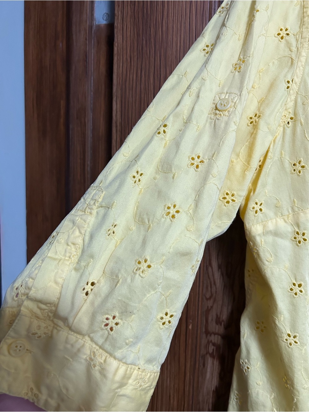 Charter Club Yellow Floral Eyelet Button Down Top Size 20W - Picture 3 of 5